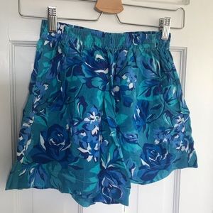 Blue Floral Printed Shorts
